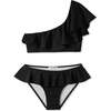 Ruffle One Shoulder Bikini, Black - Two Pieces - 1 - thumbnail