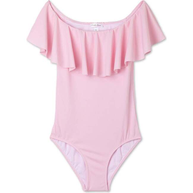 Draped Bathing Suit, Pink - One Pieces - 1