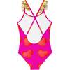 Heart Print Bathing Suit, Pink/Red - One Pieces - 2