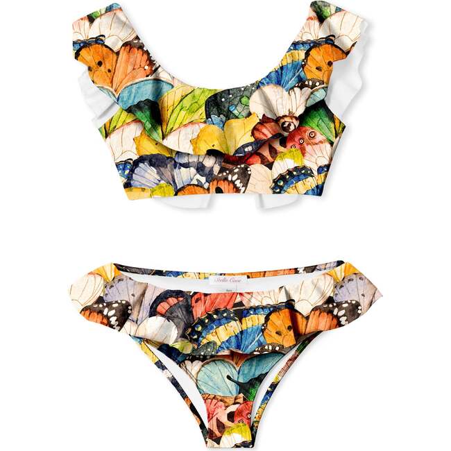 Butterfly Summer Ruffle Bikini, Multicolors - Two Pieces - 1