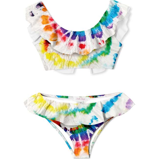 Crazy Candy Ruffle Bikini, White/Multicolors - Two Pieces - 1