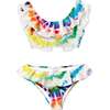 Crazy Candy Ruffle Bikini, White/Multicolors - Two Pieces - 1 - thumbnail
