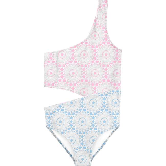 Crochet Print Bathing Suit, Multicolors
