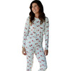 Womens Organic Pajama Set, Sky Blue Santas - Pajamas - 1 - thumbnail