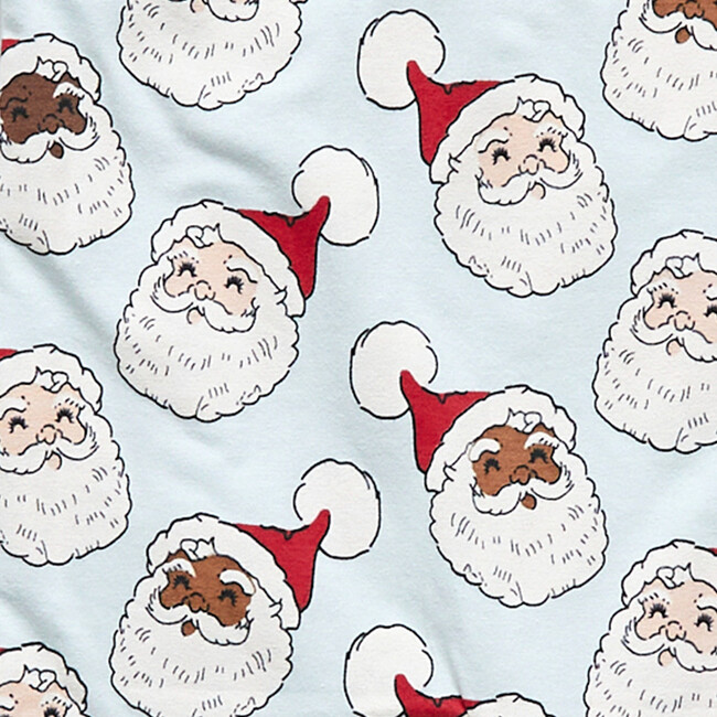 Womens Organic Pajama Set, Sky Blue Santas - Pajamas - 3