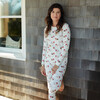 Womens Organic Pajama Set, Sky Blue Santas - Pajamas - 4 - thumbnail