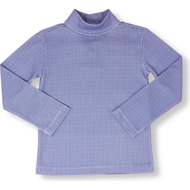 Tot Turtleneck Mini Gingham Shirt, Blue