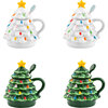 Nostalgic Tree Mugs with Lid & Spoon, Green and White Set of 4 - Tabletop - 1 - thumbnail