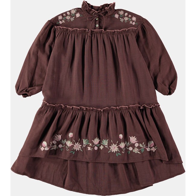 Embroidered Brown Stone Dress