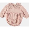Long Sleeve Embroidered Rose Smoke Romper - Rompers - 1 - thumbnail