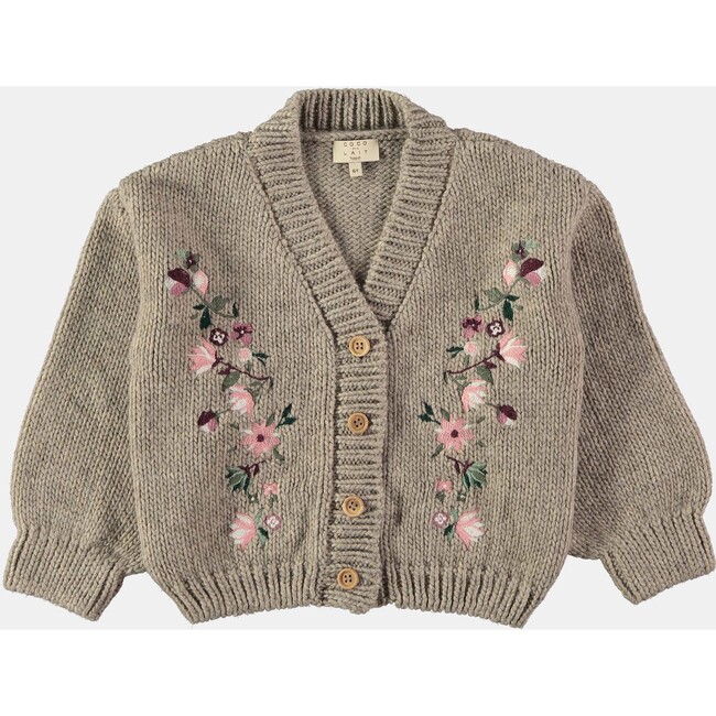 Rose Smoke Knit Embroidered Cardigan