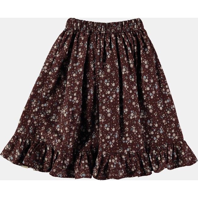 Brown Flowers Long Skirt - Skirts - 2
