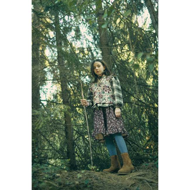 Brown Flowers Long Skirt - Skirts - 4