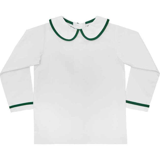Long Sleeve Henry Peter, White with Grafton Green Trim - Shirts - 1