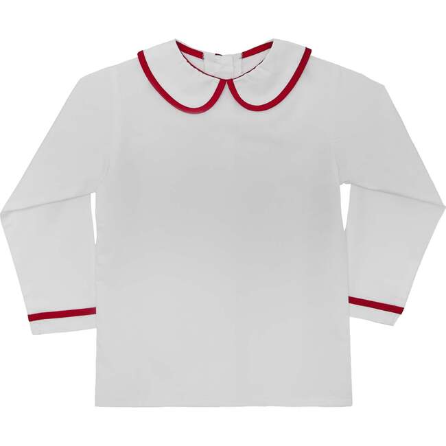 Long Sleeve Henry Peter,White with Richmond Red Trim - Shirts - 1