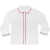 Long Sleeve Brendan Button Up, White with Oxford Red Trim - Shirts - 1 - thumbnail