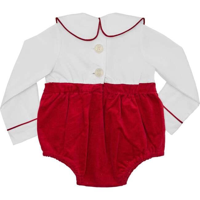 Long Sleeve Beau Bubble, Oxford Red Velvet - Rompers - 3