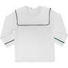 Long Sleeve Barrett Bib Shirt, White with Grafton Green Trim - Shirts - 1 - thumbnail