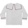 Long Sleeve Barrett Bib Shirt, White with Oxford Red Trim - Shirts - 4