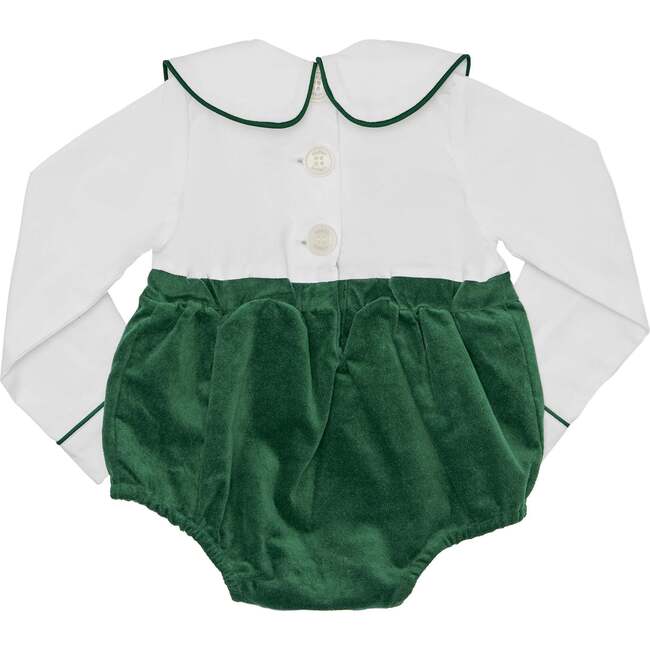 Long Sleeve Beau Bubble, Grafton Green Velvet - Rompers - 4