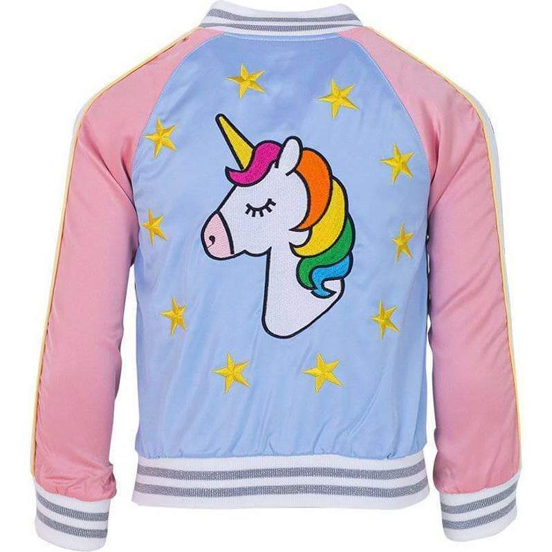 Unicorn Sky Satin Bomber, Blue - Jackets - 1