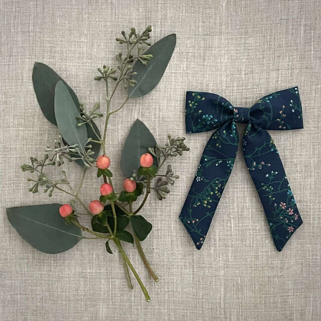 Classic Bow, Liberty of London Blue Wildflowers - Hair Accessories - 2