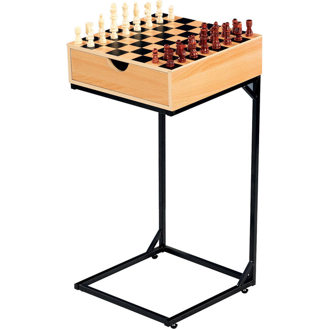 Wooden Chess & Checkers Game Set with Metal Stand - Board Games - 2