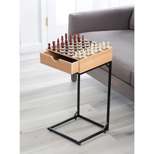 Wooden Chess & Checkers Game Set with Metal Stand - Board Games - 3