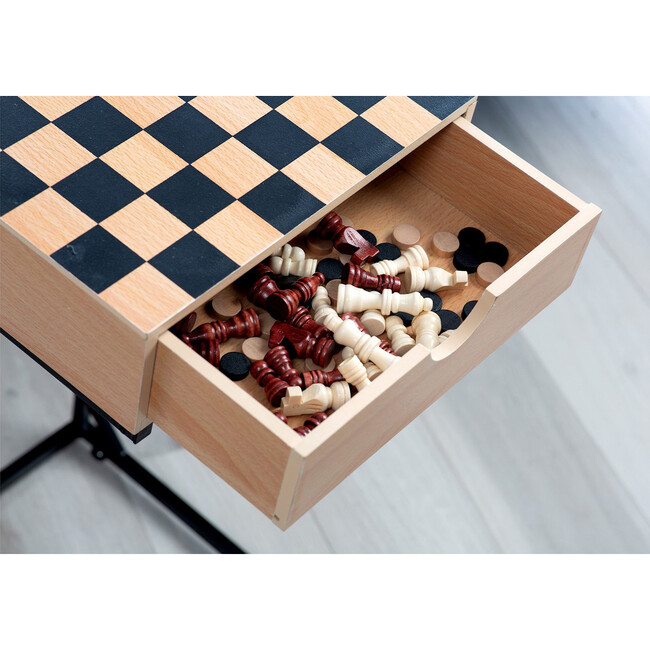 Wooden Chess & Checkers Game Set with Metal Stand - Board Games - 4