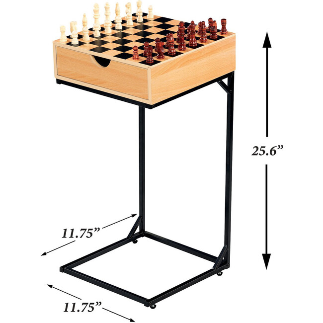 Wooden Chess & Checkers Game Set with Metal Stand - Board Games - 5