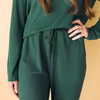 Women's Long Sleeve Scoop Neck & Jogger Pajama, Hunter Green Waffle - Pajamas - 3