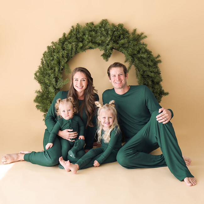 Women's Long Sleeve Scoop Neck & Jogger Pajama, Hunter Green Waffle - Pajamas - 4