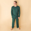 Men's Long Sleeve Pajama, Hunter Green Waffle - Pajamas - 2