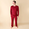 Men's Long Sleeve Pajama, Maroon Waffle - Pajamas - 2