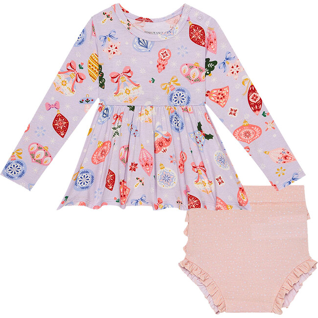 Long Sleeve Basic Peplum Top & Bloomer Set, Holly - Mixed Apparel Set - 1