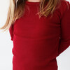 Long Sleeve Basic Pajama, Maroon Waffle - Pajamas - 3