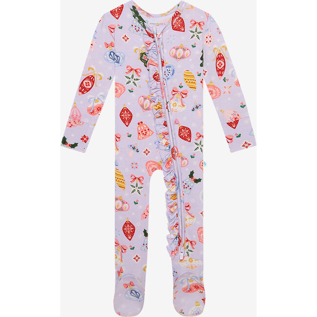 Footie Ruffled Zippered One Piece, Holly