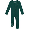 Footie Zippered One Piece, Hunter Green Waffle - Rompers - 1 - thumbnail