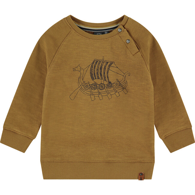 Viking Ship Printed Pullover, Honey - Sweaters - 1