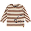 Rhino Print Long Sleeve Shirt, Chocolate Stripes - Shirts - 1 - thumbnail