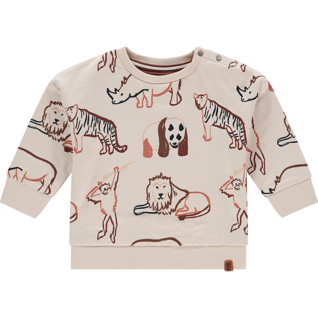 Animal Print Pullover, Stone - Sweatshirts - 1