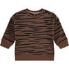 Animal Stripe Pullover, Chocolate Brown - Sweatshirts - 1 - thumbnail