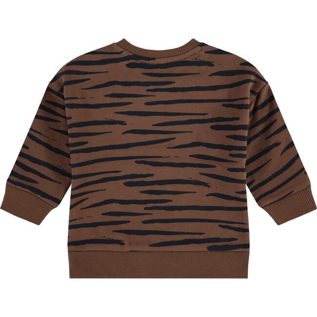 Animal Stripe Pullover, Chocolate Brown - Sweatshirts - 2