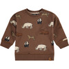 Animal Print Pullover, Chocolate Brown - Sweatshirts - 1 - thumbnail