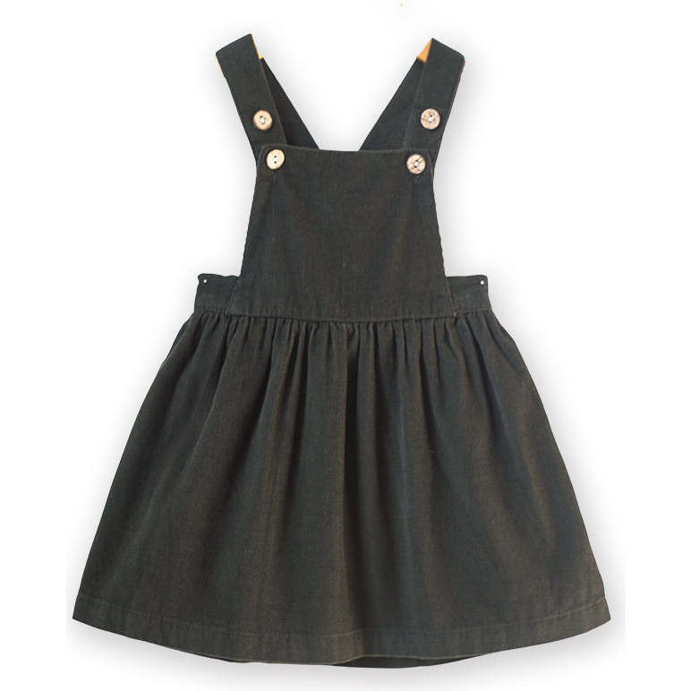 slim fit dress slacks Snow Wash Corduroy Pinafore Dress- Hunter Green main image 1