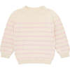 Knit Sweater, Cream/Pink Stripes - Sweaters - 1 - thumbnail