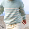 Knit Sweater, Mint/Cream Stripes - Sweaters - 2 - thumbnail