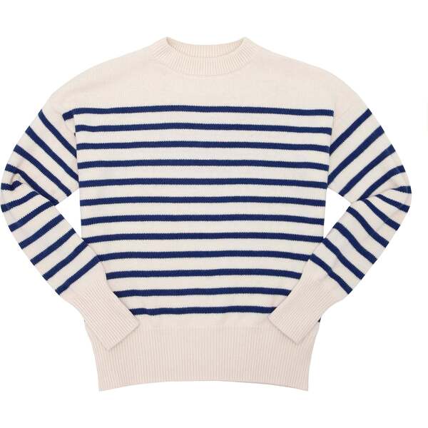 Women's Knit Sweater, Cream/Breton Stripes - Minnow Sweaters | Maisonette