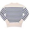 Women's Knit Sweater, Cream/Breton Stripes - Sweaters - 1 - thumbnail