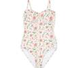 Women's Cloister Botanical Ruffle One Piece, Cream/Floral - One Pieces - 1 - thumbnail